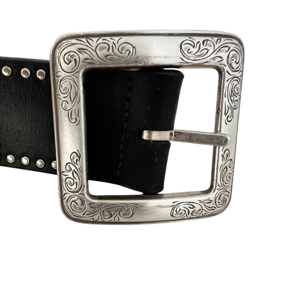 Brighton Western belt black silver studded size 32 Excellent pre-loved - Picture 5 of 15